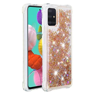 Abbildung von KBIKO zxl Handyhülle Samsung Galaxy A51 4G Glitzer, Hülle 4G, Flüssig Treibsand Mädchen Frauen Glitter Quicksand Weich TPU Bumper Silikon Schutzhülle für 4G.Gold YBL