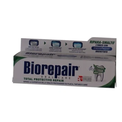 Abbildung von Biorepair, Total Protective Repair Zahnpasta, repariert Nagellack, schützt vor Plaque, Zahnstein und Karie, hält den Atem frisch, Zahnpasta ohne Fluor, 75 ml