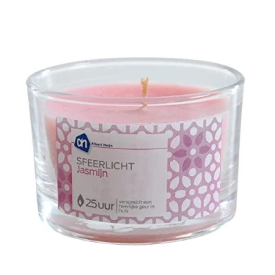 Abbildung von Albert Heijn Duftkerze Teelicht Jasminduft im Glas 12 Stück Glaskerze Raumduft Jasmin Rosa