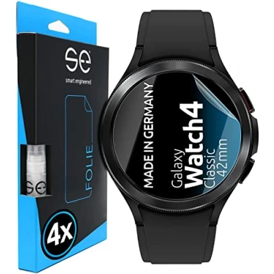 Abbildung von se® [4 Stk.] 3D Schutzfolie für Samsung Galaxy Watch 4 Classic (42mm) Full Screen, selbstheilend, HD Displayschutz Folie, Anti Kratzen, Bläschen, hüllenfreundlich, kein Schutzglas