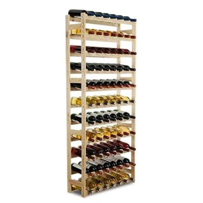 Abbildung von PROREGAL Weinregal PINOTWINE HxBxT 166x72x25cm 77 Flaschen Massives Kiefernholz Natur unbehandelt Weinhalter Weinständer Flaschenständer Flaschenregal Holzregal