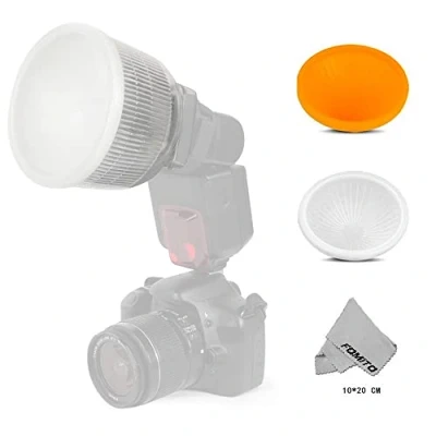 Abbildung von FOMITO Universal Cloud Blitzlicht Flash Diffusor + 2 St.Abdeckung Weiß&amp; Orange Set Für Speedlite