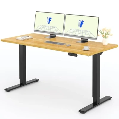 Abbildung von FLEXISPOT Höhenverstellbarer Schreibtisch Basic Plus 160x80cm MASSIVE TISCHPLATTE Memory Handsteuerung Sitz Stehpult für Büro &amp; Home Office(ahorn, schwarz Gestell)