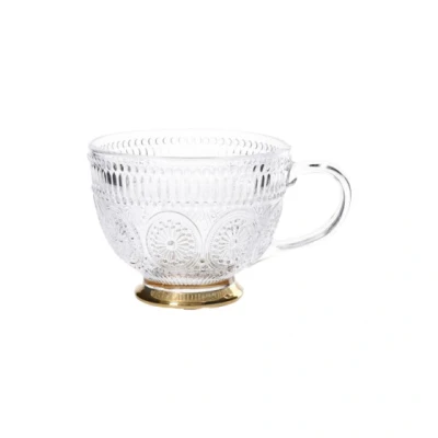 Abbildung von HOMLA Barrel Teetasse Transparent im Vintage Stil Funktionaler Becher mit Eleganter Musterung Für Partys Bankette Teeservice Fassungsvermögen 0,36 l