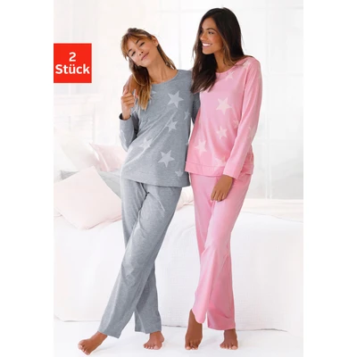 Abbildung von Arizona Pyjama, (4 tlg., 2 Stück), in melierter Optik