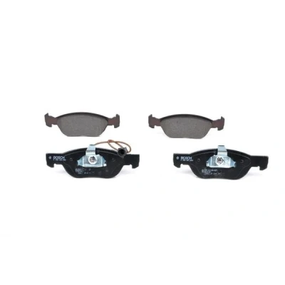 Abbildung von BOSCH 0 986 424 593 Bremsbelagsatz Low Metallic mit integriertem Verschleißsensor Anti Quietsch Blech, Kolbenclip FIAT: Brava Schrägheck