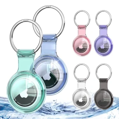 Abbildung von Alyvisun AirTag Halter [6er Pack], Vollversiegelte Wasserdichte Schlüsselring, Farbige Transparenz Hülle