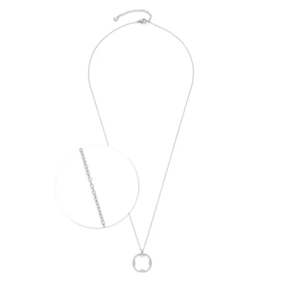 Abbildung von JEWELS BY LEONARDO Halskette Ciao Campagnola, mittellange Kette aus silberfarbenem Edelstahl, kleeblattförmiger Anhänger mit Zirkonia Steinchen, 60 65 cm Länge, Schmuck Geschenk, 024460