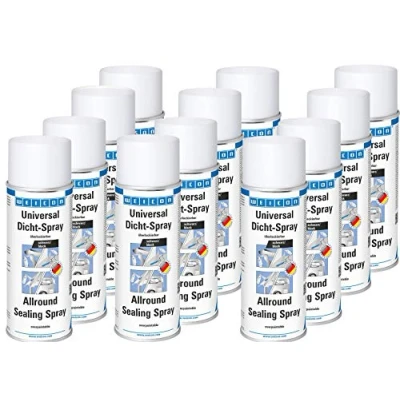 Abbildung von WEICON 12 11554400 schwarz Universal Dicht Spray 12er Set 400 ml haftstarker Sprühkunststoff
