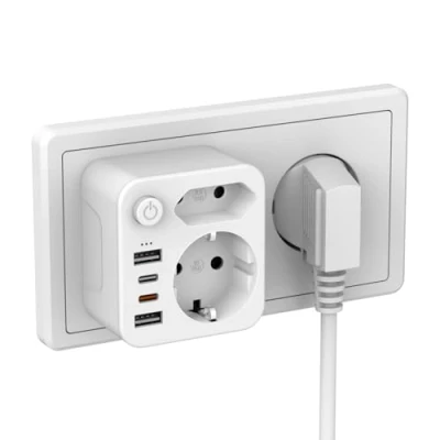 Abbildung von ZENIJUST PD20W Mehrfachstecker für Steckdose Mehrfachsteckdose mit USB, Doppelstecker Steckdose,Steckdosenadapter 2 USB A und C(5V/PD20W), Energiesparschalter zum Stromsparen,