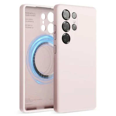 Abbildung von elago Kompatibel mit Samsung Galaxy S25 Ultra Hülle, Magnetische Silikonhülle, MagSafe Zubehör, Schutzhülle, Stoßfest, Schlank, Kratzfeste Weiche Mikrofaser Auskleidung (Lovely Rosa)