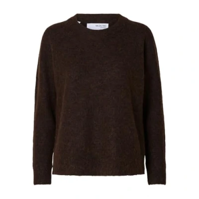Abbildung von Selected Femme LULU Oneck NOOS Strickpullover, Damen, Größe: Small, Coffee bean