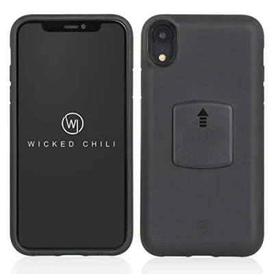 Abbildung von Wicked Chili QuickMOUNT Case kompatibel mit iPhone XR (6,1 Zoll) Outdoor Hülle Regen Überzug (iPX3) geeignet für Auto und Fahrrad Halterung 4 Krallen Befestigung, schwarz