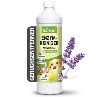 Abbildung von bio chem Geruchsentferner Enzymreiniger 1 L gegen Urin, Katzen &amp; Hundeurin (Einzelprodukt, Konzentrat l), Probiotische Enzym Technologie