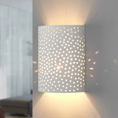 Abbildung von Lindby Wandlampe Jiru, Gips, 23 cm, weiß, halbrund