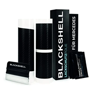Abbildung von Blackshell® Lackschutz Set passend für Mercedes B Klasse Typ W245/T245 Bj. 2005 2012 Carbon Matt passgenauer Ladekantenschutz, Einstiegsleisten inkl. Folierset