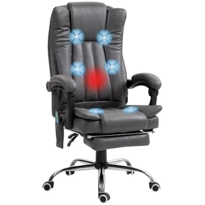 Abbildung von Vinsetto Schreibtischstuhl Massagesessel mit Heizfunktion, Liegefunktion, höhenverstellbar (Bürostuhl, 1 St), für Wohnzimmer, Büro, Grau