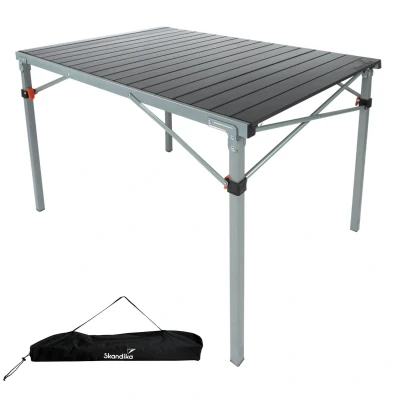 Abbildung von Skandika Campingtisch Aluminium Klapptisch Maikku, einrollbare Tischplatte, wasserfest, für 6 Personen, 80 kg Traglast, 107 x 70 cm, Falttisch Garten