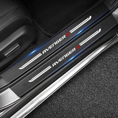 Abbildung von 4 Stück Auto Einstiegsleisten Schutz Aufkleber für Dodge Avenger, Kohlefaser Türschweller Trittschutz Lackschutzfolie (Avenger)