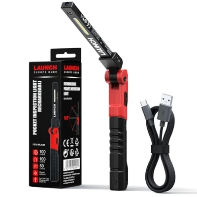 Abbildung von LAUNCH Taschenlampe LED Aufladbar, Arbeitsleuchte Werkstattlampe Akku, COB&amp;SMD Inspektionsleuchten mit Starker Magnetfuß, 3 Seitig 4 Lichtmod für Auto Reparatur, Campinglampe, Geschenke Männer …