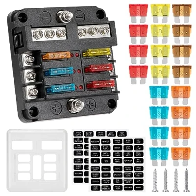 Abbildung von GUNGY Sicherungshalter 12V kfz 6 Fach Sicherungskasten mit 20pcs Sicherungen und LED Warnanzeige für Auto Boot LKW Van SUV