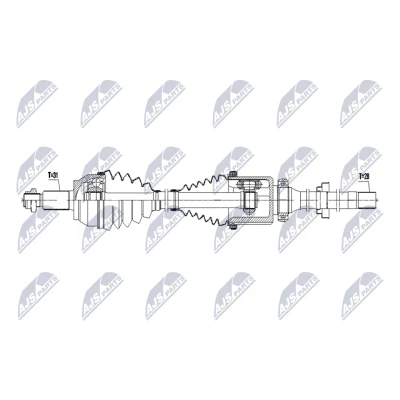 Abbildung von NTY NPW LR 051 Antriebswelle Vorderachse rechts 1048mm Getriebeautomatik 6 Gang
