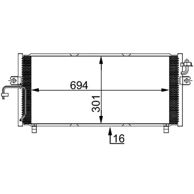 Abbildung von MAHLE ORIGINAL AC 247 000S Klimakondensator ohne Trockner 11mm 7,5mm 694mm NISSAN: Primera Kombi
