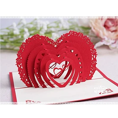 Abbildung von KUNSTIFY 3D Pop Up Karte, Grußkarte Geschenk für Freundin Jahrestag Männer Frauen Vater Mutter Paar Hochzeit Geschenke zur Liebe Liebeserklärung Hochzeitsgeschenke Herz Kuss (Herz)