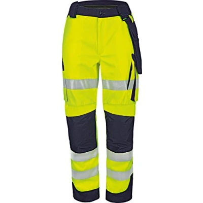 Abbildung von Vizwell Signal Warnschutz Bundhose Warnschutzkleidung + Gratis Werkzeugtasche (68, Leuchtgelb Marine)