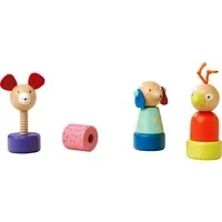 Abbildung von Eichhorn Schraubfiguren Friends mit 3 süßen Tiermotiven, Förderung der Feinmotorik durch Zusammen und Auseinanderschrauben, pro Figur 13 cm hoch, aus 100% FSC zertifiziertem Birkenholz, ab 2 Jahren