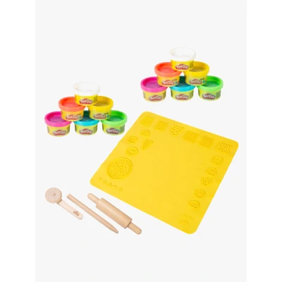 Abbildung von roba® Knete roba x Play Doh nachhaltiges Spielset mit Starterset (Set Groß, Extragroße 3D Kreativmatte, 12 Knetdosen, FSC Holzwerkzeuge), Pädagogisch wertvoll &amp; spielbereit Für Kinder ab 3 Jahren