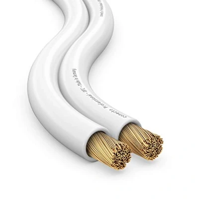 Abbildung von conecto Lautsprecherkabel OFC Professional 2x2,5mm² Kabel Querschnitt (99,9% Vollkupfer 78x0,20mm Litze) Hifi Audio Lautsprecher Boxenkabel, 30m, weiß