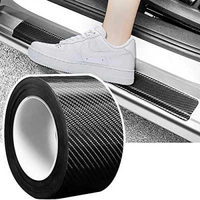 Abbildung von Auto Einstiegsleisten Kohlefaser Aufkleber, 7cm x10m Universal Schutz Aufkleber für Autotür Kantenschutz/Einstiegsleistenschutz/Auto Stoßstangenschutz