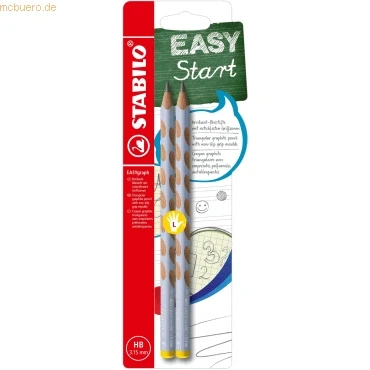 Abbildung von Ergonomischer Dreikant Bleistift für Linkshänder STABILO EASYgraph in pastellblau 2er Pack Härtegrad HB
