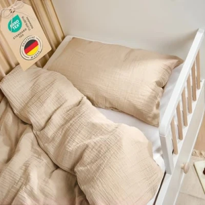 Abbildung von Laleni Kinderbettwäsche aus Baumwolle Musselin Bettwäsche, Oeko TEX zertifizierte Bettwäsche Sommer