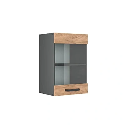 Abbildung von Vicco Glashängeschrank R Line, Goldkraft Eiche/Anthrazit, 40 cm
