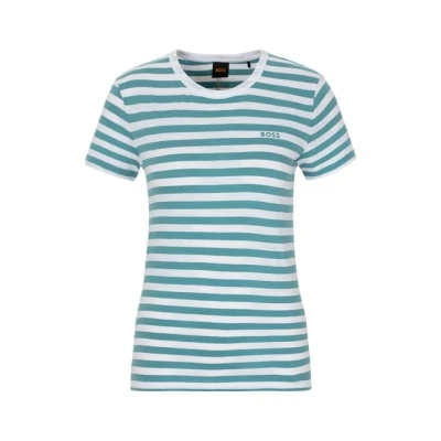Abbildung von BOSS ESLA Striped Tshirt print, Damen, Größe: Small, Bright blue