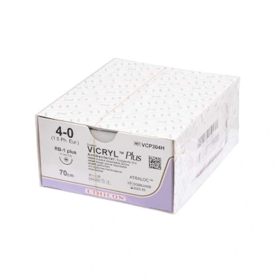 Abbildung von VICRYL PLUS violett geflochten 0,7m 4/0 RB1 Stärke 1,5 36er