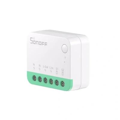 Abbildung von SONOFF MINIR4 WiFi Smart Schalter 2 Wege Wlan Lichtschalter mit Timing Funktion, Relay Split Mode, 2.4G WiFi, Funktioniert Alexa, Google Home Assistant, Fernbedienung über eWeLink App