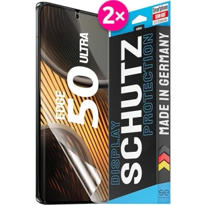 Abbildung von 2x se® 3D SCHUTZFOLIE Transparent für Motorola Edge 50 Ultra, Selbstheilend, 100% Fingerabdruck &amp; FaceID kompatibel, einfache blasenfreie Installation, Ultra Klar, Stoß Kratzfest TPU, aus Deutschland