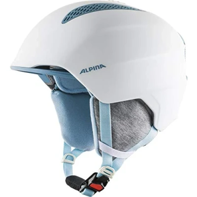 Abbildung von ALPINA GRAND JR Sicherer, Leichter, Stoßabsorbierender &amp; Individuell Anpassbarer Skihelm Für Kinder, white skyblue, 51 54 cm