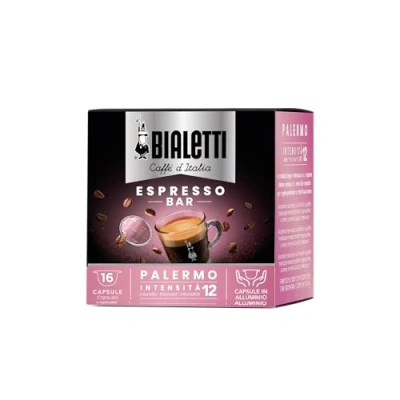 Abbildung von BIALETTI Café Palermo 16 Mokespresso Capsules &quot;I Caffè d&#039;Italia&quot; Extra Strong Coffee Very Sea Cocoa Flavouring