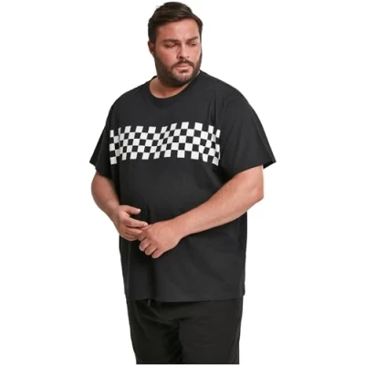 Abbildung von Urban Classics CHECK PANEL TEE PLUS SIZE Tshirt print, Herren, Größe: 4XL, Black/white