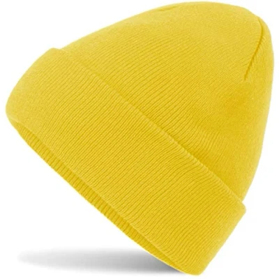 Abbildung von Hatsatar Unisex warme Beanie Strickmütze Wintermütze für Damen &amp; Herren Feinstrick Mütze doppelt gestrickt warm weich (Yellow)