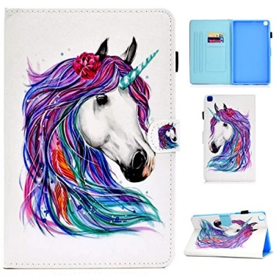Abbildung von Succtopy Hülle für Galaxy Tab A7 Lite 2021 T225/T220 8.7 Zoll, PU Folio Flip Stand Cover Samsung SM T225/T220, Brieftasche Tableta Schutzhülle 2021,Einhorn