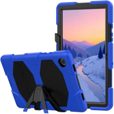 Abbildung von TECHGEAR G Shock Hülle Kompatibel mit Samsung Galaxy Tab A7 10.4 2020 (SM T500 / T505) Stoßfest Robuste Schutzhülle abnehmbaren Ständer &amp; eingebauter Bildschirm Schule, Kids, Bauherr Blau