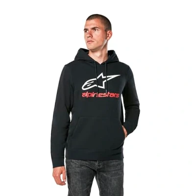 Abbildung von Alpinestars Always Hoodie V3 Kapuzenpullover für Herren Fleece Sweatshirt mit Kapuze Schwarz/Weiß/Rot XL