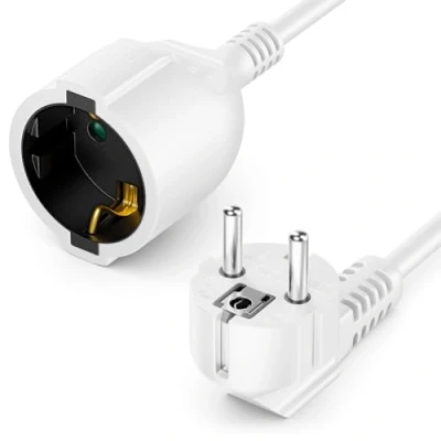 Abbildung von deleyCON 3m Verlängerungskabel Schutzkontakt Stecker (CEE 7/4) 90 zu Stromkabel