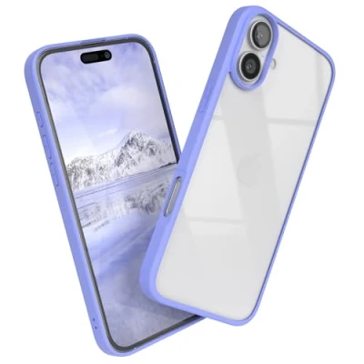 Abbildung von EAZY Case Hülle für iPhone 16 Plus, Handyhülle mit Ultra Aufprallschutz, Stoßfest und Kratzfest, dünne Schutzhülle Kameraschutz, Silikon Cover Clear Hybrid Handy Lavendel Blau Bumper