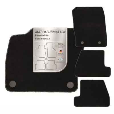 Abbildung von MAT10 Auto Fußmatten passend für Ford Focus 3 (BJ 04/2015 08/2018, 5 Türer) aus Velours 4 teiliges Automatten Set langlebige Erstausrüsterqualität, Made in Germany